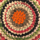 Unusual Colorful, Round Felted Wood and Silk Pin Cushion