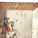 In Bed, with Santiago Matamoro (St. James the Moor Slayer), Antique Folk Art Retablo on Tin