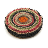 Unusual Colorful, Round Felted Wood and Silk Pin Cushion