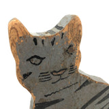 Excellent Gray Fainted Pine Folk Art Cat with Black Stripes
