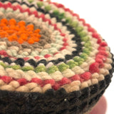 Unusual Colorful, Round Felted Wood and Silk Pin Cushion