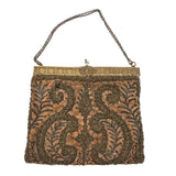 Exquisite Hand Embroidered Hand Bag, Silver and Gold Metallic Thread on Velvet