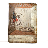 In Bed, with Santiago Matamoro (St. James the Moor Slayer), Antique Folk Art Retablo on Tin