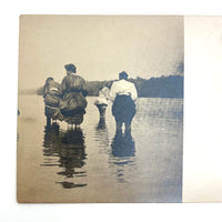Skirts Hiked, Backs Turned, Wading, Antique Real Photo Postcard