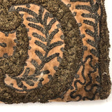 Exquisite Hand Embroidered Hand Bag, Silver and Gold Metallic Thread on Velvet