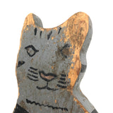 Excellent Gray Fainted Pine Folk Art Cat with Black Stripes