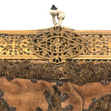 Exquisite Hand Embroidered Hand Bag, Silver and Gold Metallic Thread on Velvet