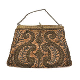 Exquisite Hand Embroidered Hand Bag, Silver and Gold Metallic Thread on Velvet