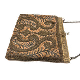 Exquisite Hand Embroidered Hand Bag, Silver and Gold Metallic Thread on Velvet