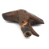 19th C. Carved Wood Dog Head Cane Top with Beautiful Patina in