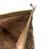 Exquisite Hand Embroidered Hand Bag, Silver and Gold Metallic Thread on Velvet