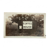 Early Beatnik at her COFFEE SHOP Shed, Charming Vintage Snapshot