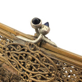 Exquisite Hand Embroidered Hand Bag, Silver and Gold Metallic Thread on Velvet