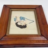 Portrait of Beautiful Woman in Blue, c. 1840s Watercolor in Gorgeous Period Frame