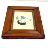 Portrait of Beautiful Woman in Blue, c. 1840s Watercolor in Gorgeous Period Frame