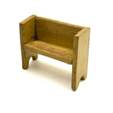 Perfectly Wonky Old Handmade Yellow Painted Doll House Bench