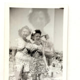 Sisters On the Beach with Man Turned and Floating Head, Interesting Double Exposure Snapshot