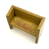 Perfectly Wonky Old Handmade Yellow Painted Doll House Bench
