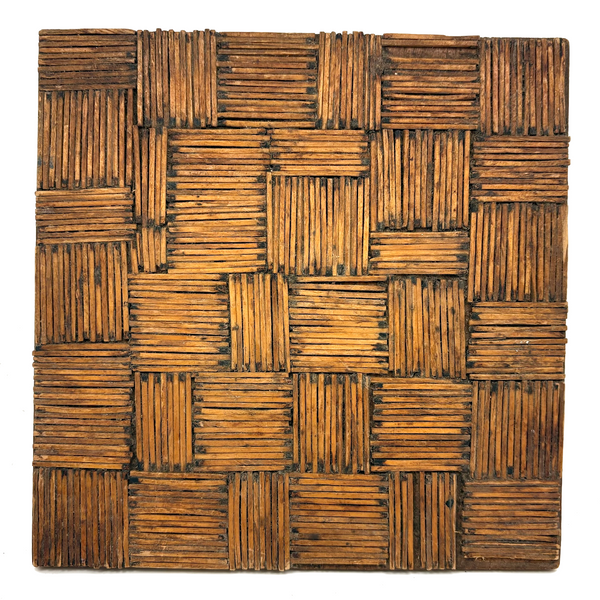 Satisfying Old Tramp Art Match Stick Trivet