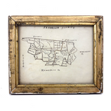 Very Sweet 19th Century Hand-Drawn Map of Franklin County, MA in Gilded Frame