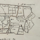 Very Sweet 19th Century Hand-Drawn Map of Franklin County, MA in Gilded Frame