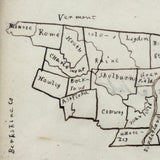 Very Sweet 19th Century Hand-Drawn Map of Franklin County, MA in Gilded Frame