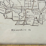 Very Sweet 19th Century Hand-Drawn Map of Franklin County, MA in Gilded Frame