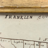 Very Sweet 19th Century Hand-Drawn Map of Franklin County, MA in Gilded Frame