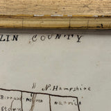 Very Sweet 19th Century Hand-Drawn Map of Franklin County, MA in Gilded Frame