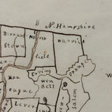 Very Sweet 19th Century Hand-Drawn Map of Franklin County, MA in Gilded Frame