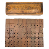 19th Century Homemade Dominoes in Custom Box with Hand-Inked Lettering (27)