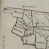Very Sweet 19th Century Hand-Drawn Map of Franklin County, MA in Gilded Frame
