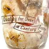Quality For Over A Century, Painterly and Evocative Old Fire Tossed Glass Milk Bottle