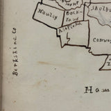 Very Sweet 19th Century Hand-Drawn Map of Franklin County, MA in Gilded Frame