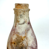 Quality For Over A Century, Painterly and Evocative Old Fire Tossed Glass Milk Bottle