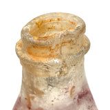 Quality For Over A Century, Painterly and Evocative Old Fire Tossed Glass Milk Bottle