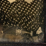 Make Do: Ninth Plate Tintype  Portrait of Striking Young Woman in Calico Dress with Tight and Tender Old String Wrap