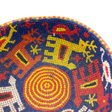 Mid-Century Traditional Huichol Beaded Gourd Bowl with Many Creatures