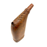 SOLD Beautiful, Unusual Antique Treen Powder Flask with Lovingly Carved Decoration