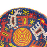 Mid-Century Traditional Huichol Beaded Gourd Bowl with Many Creatures