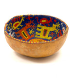 Mid-Century Traditional Huichol Beaded Gourd Bowl with Many Creatures
