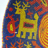 Mid-Century Traditional Huichol Beaded Gourd Bowl with Many Creatures