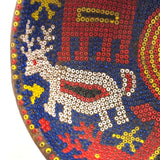 Mid-Century Traditional Huichol Beaded Gourd Bowl with Many Creatures