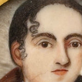 Early 19th Century Portrait Miniature of a Wonderfully Masculine Looking Young Woman with Red Shawl on Bone