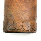SOLD Beautiful, Unusual Antique Treen Powder Flask with Lovingly Carved Decoration