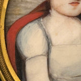 Early 19th Century Portrait Miniature of a Wonderfully Masculine Looking Young Woman with Red Shawl on Bone