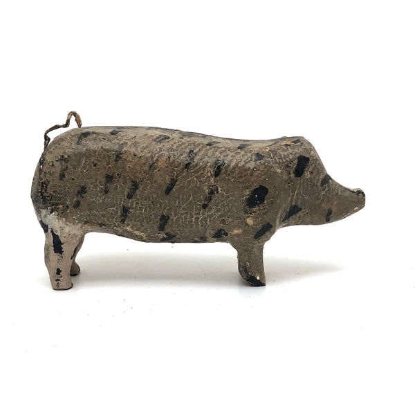 Sweet Painted Wood Pig with Wire Tail
