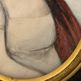 Early 19th Century Portrait Miniature of a Wonderfully Masculine Looking Young Woman with Red Shawl on Bone