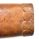 SOLD Beautiful, Unusual Antique Treen Powder Flask with Lovingly Carved Decoration