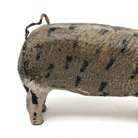 Sweet Painted Wood Pig with Wire Tail
